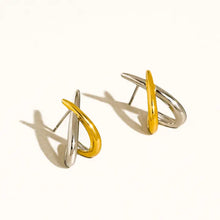 Load image into Gallery viewer, Staven 18K Gold Non-Tarnish Two Tone Crossover Earrings
