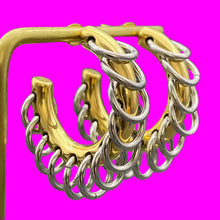 Load image into Gallery viewer, Two-Tone Ring Fringe 18K Golden Ss C- Shaped Earrings
