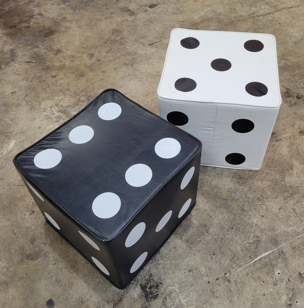 Pair of Vinyl Upholstered Dice Ottomans