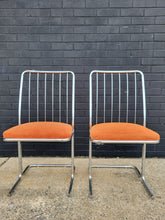 Load image into Gallery viewer, Pair of 1970s Chrome Tube Upholstered Dining Chairs

