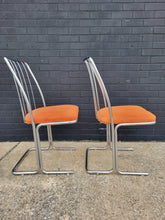 Load image into Gallery viewer, Pair of 1970s Chrome Tube Upholstered Dining Chairs
