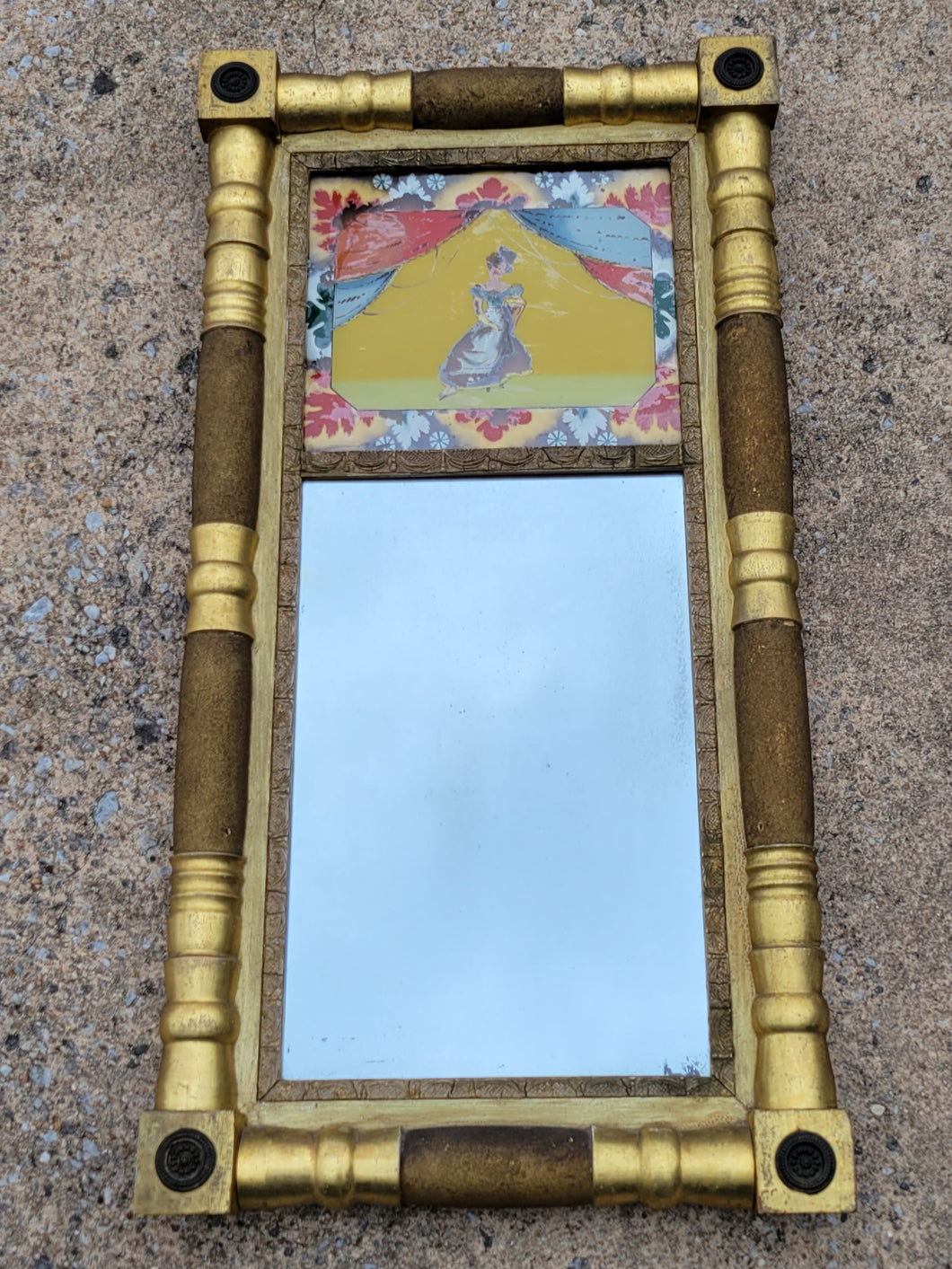 19th Century Sheraton Period Reverse Painted Mirror