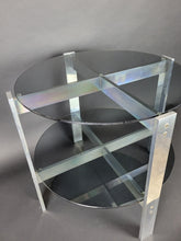 Load image into Gallery viewer, Mid Century Two Tier Aluminum &amp; Glass Table
