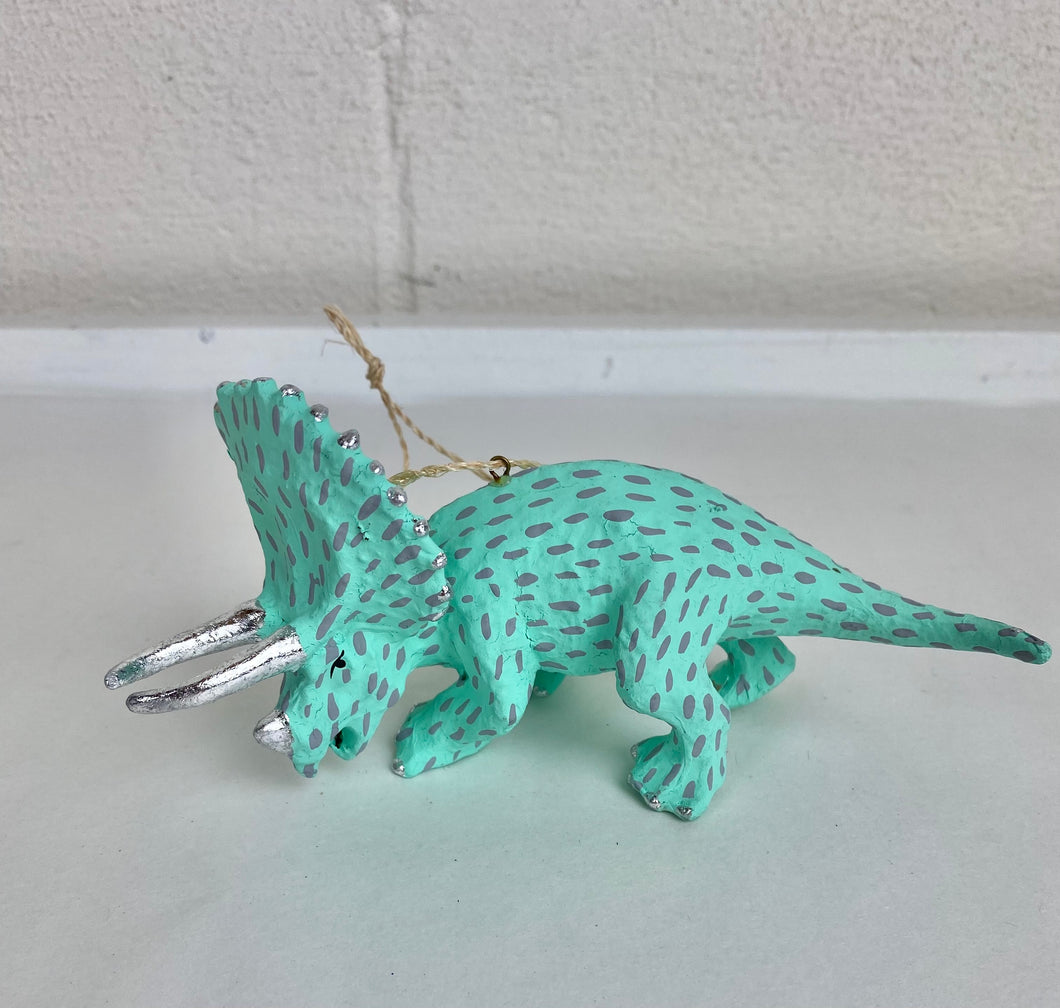 Turquoise Triceratops Ornament