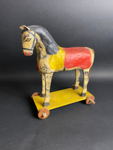 Load image into Gallery viewer, Antique Papier-mâché Horse Pull Toy
