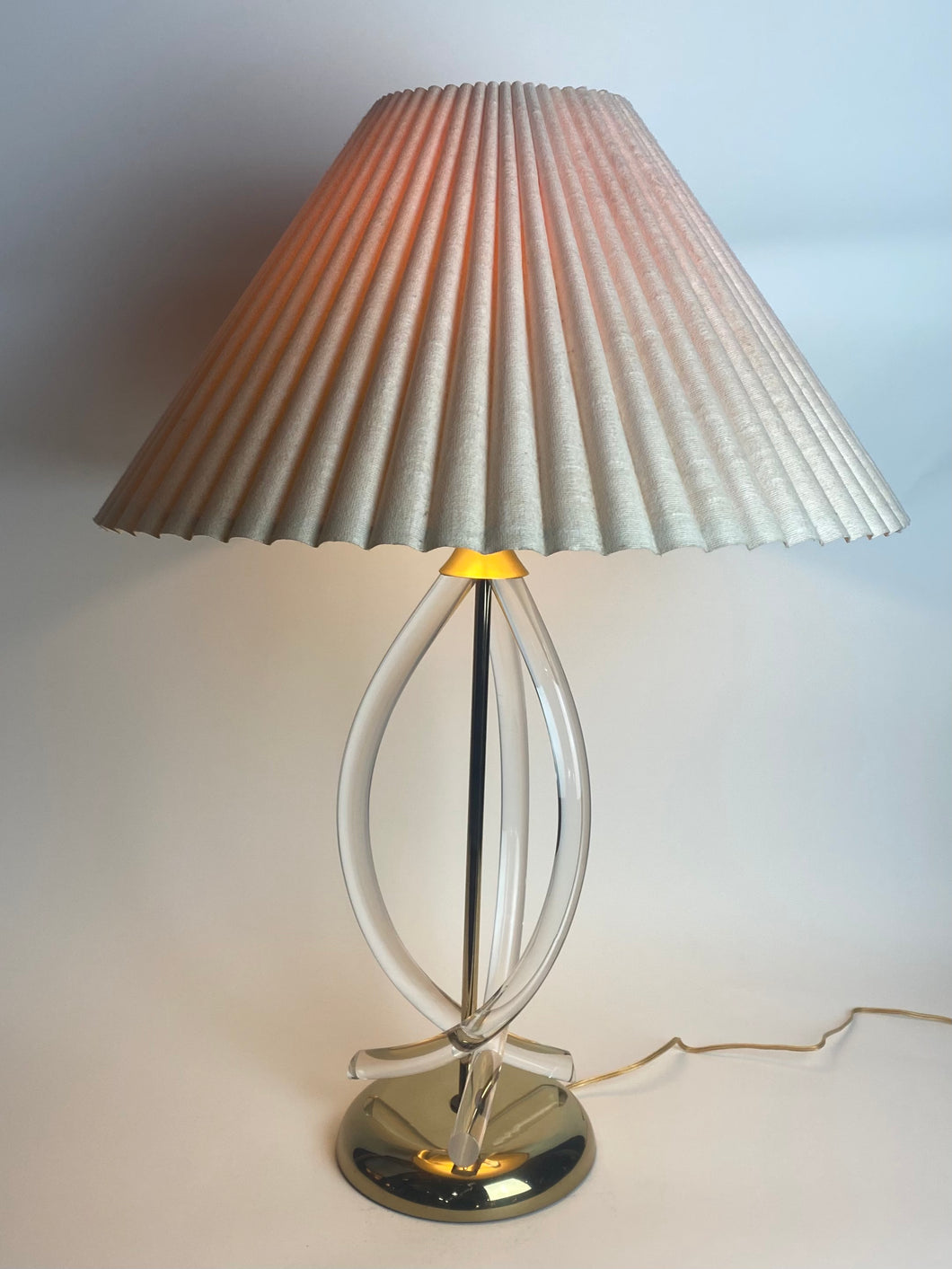 Mid Century Dorothy Thorpe Lucite and Brass Helix Lamp
