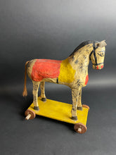 Load image into Gallery viewer, Antique Papier-mâché Horse Pull Toy
