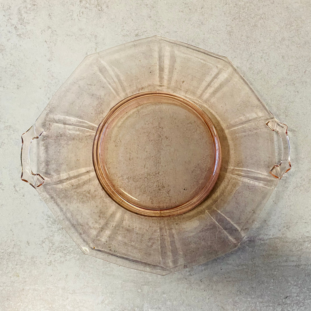 Art Deco Depression Glass Handled Tea Tray